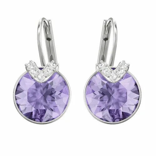Серьги SWAROVSKI, кристаллы Swarovski, фиолетовый, серебряный