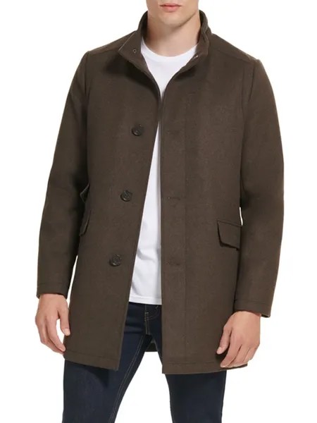 Пальто из смесовой шерсти с капюшоном Kenneth Cole, коричневый