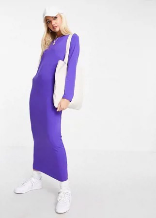 Фиолетовое платье-футболка макси с длинными рукавами ASOS DESIGN-Фиолетовый цвет