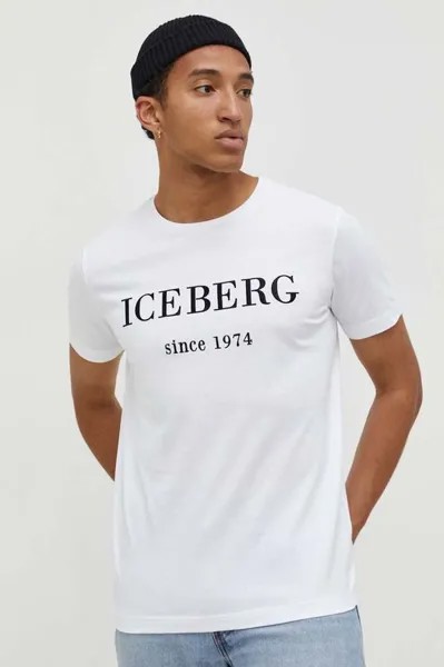 Хлопковая футболка Iceberg, белый