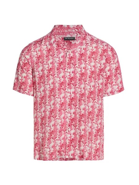 Рубашка в стиле оверсайз в виде листьев облегающего кроя Saks Fifth Avenue, коралловый
