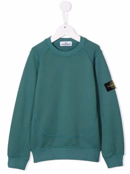 Stone Island Junior толстовка с круглым вырезом и нашивкой-логотипом