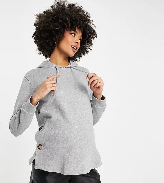 Худи для кормящих матерей с пуговицами по бокам ASOS DESIGN Maternity-Серый