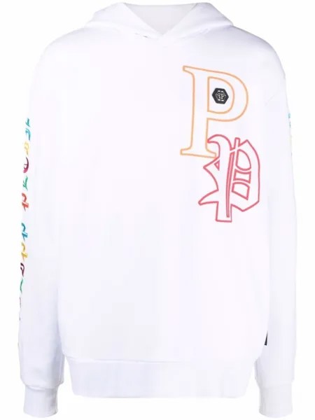 Philipp Plein худи Gothic Plein с вышивкой, белый