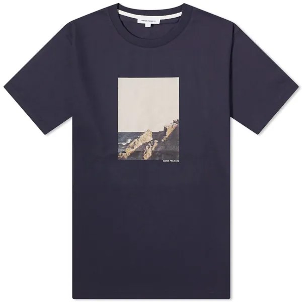 Футболка Norse Projects Johannes Organic Cliff Print, темно-синий