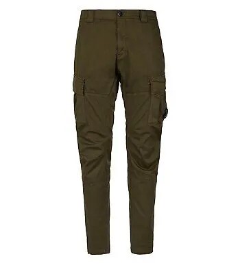 Cp Company Cargo Stretch Sateen Lens Military Green Trousers Man