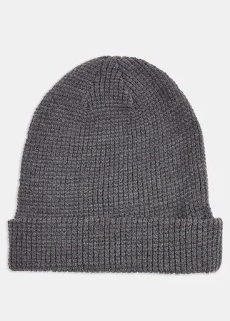 Угольно-серая шапка в рыбацком стиле с вафельной текстурой Topman-Серый