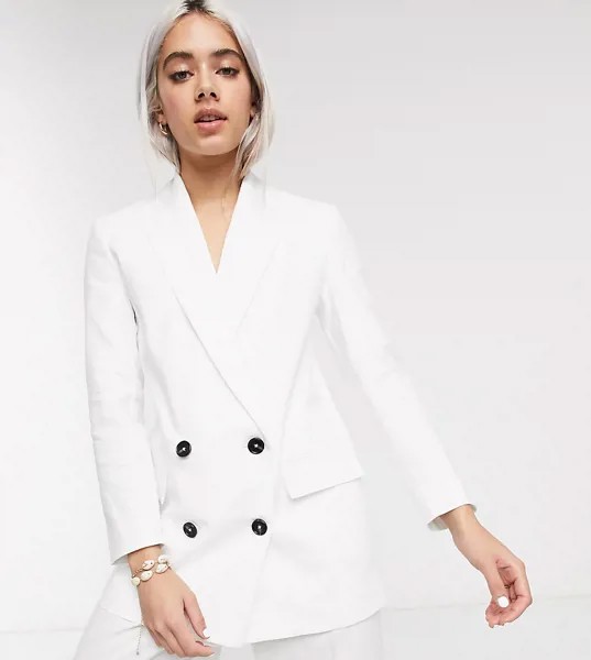 Пиджак с добавлением льна ASOS DESIGN Petite-Белый