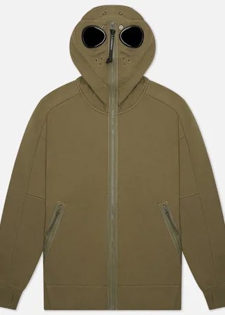 Мужская толстовка C.P. Company Diagonal Raised Fleece Explorer Goggle Hoodie, цвет зелёный, размер S