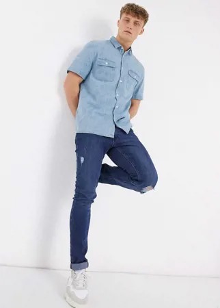 Синяя джинсовая рубашка Burton Menswear-Синий