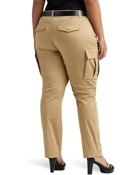 Брюки LAUREN Ralph Lauren Plus-Size Cotton Sateen Cargo Pants, цвет Birch Tan