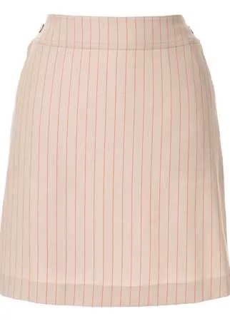 Chanel Pre-Owned юбка в полоску на пуговицах с логотипом CC