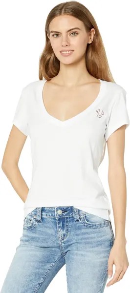 Футболка True Religion Buddha Stamp Slim V-Neck, цвет Optic White