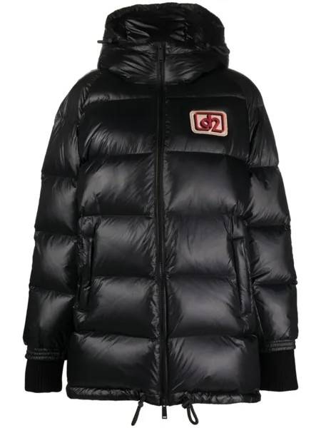 Dsquared2 пуховик с нашивкой-логотипом, черный