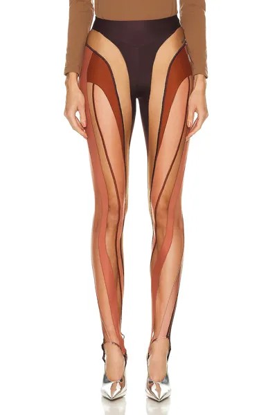 Брюки Mugler Illusion Legging, цвет Multicolor Dark Raisin & Nude 02