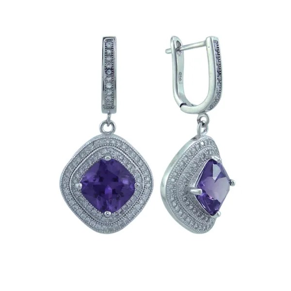 Серьги женские из серебра Balex Jewellery 2405937663, александрит/фианит