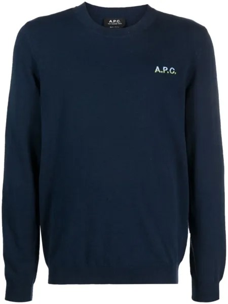 A.P.C. толстовка с вышитым логотипом, синий