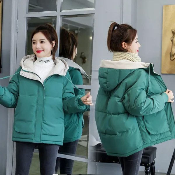 Осень и зима Короткие капюшоном Хлопок-мягкий куртка корейский стиль Loose Ins Стиль Мода All-матч женский пиджак