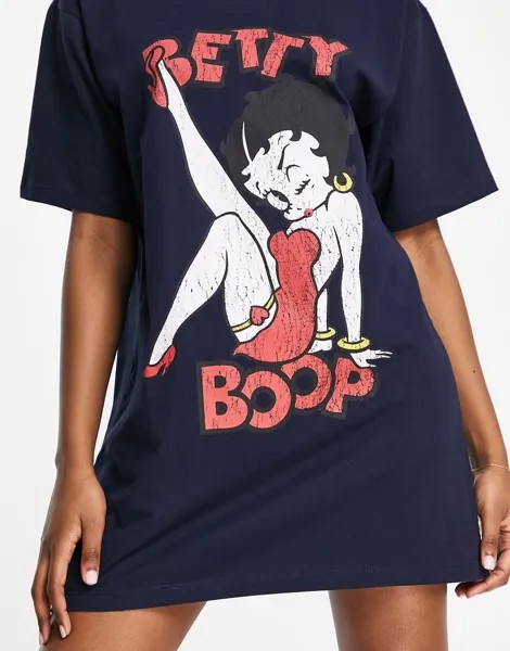 Темно-серая футболка для сна с принтом Betty Boop ASOS DESIGN-Серый