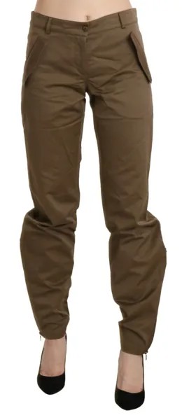 Брюки ERMANNO SCERVINO Хлопковые коричневые прямые брюки со средней талией IT40/US6/S $500