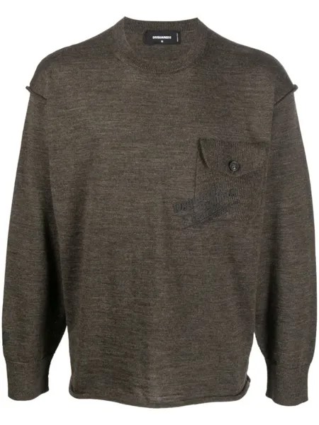 Dsquared2 flap pocket crew neck jumper, зеленый
