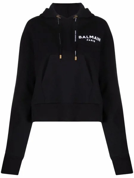 Balmain укороченное худи с логотипом