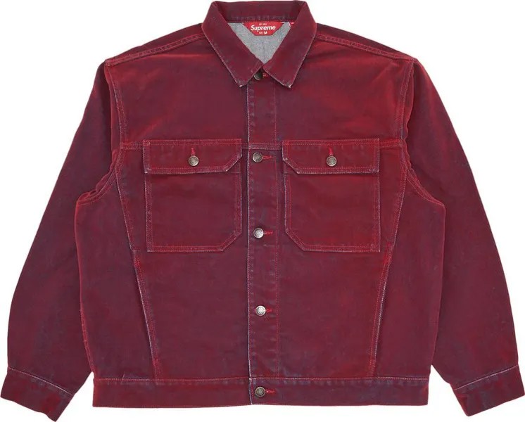 Куртка Supreme Flocked Denim Trucker Jacket 'Red', красный