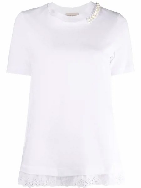 Semicouture футболка Charline с искусственным жемчугом