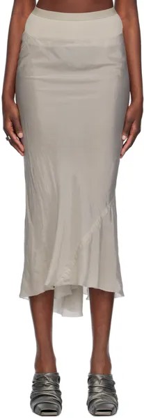 Белоснежная юбка-миди из телячьей кожи Rick Owens