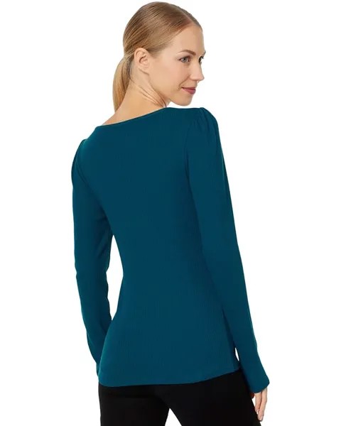Топ U.S. POLO ASSN. Long Sleeve Square Neck Rib Top, цвет Hudson Teal