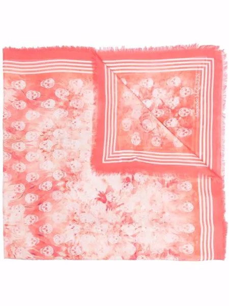 Alexander McQueen skull-print frayed scarf