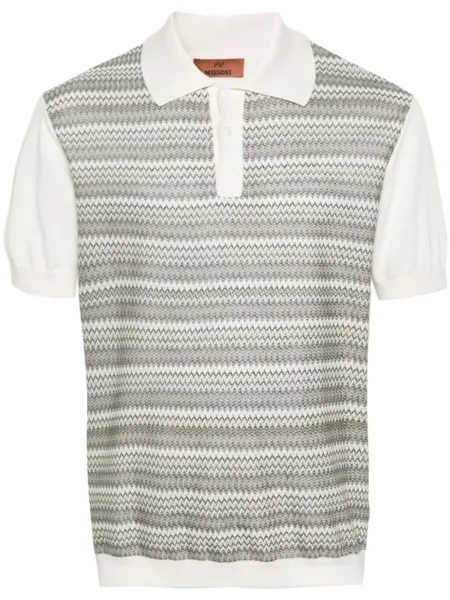 Missoni трикотажная рубашка поло с узором зигзаг, нейтральный цвет