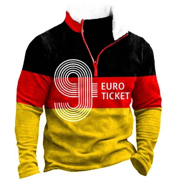 9 Euro Ticket Sylt Ist Fällig Мужская толстовка в стиле ретро с принтом флага Германии и макетом шеи