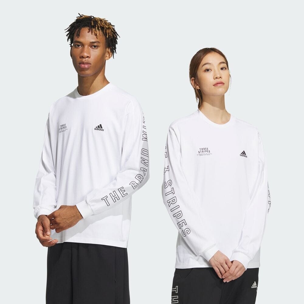 Футболка Adidas [INI Ikezaki Masato's wear item] Wording loose fit heavy single jersey long sleeve T-shirt, белый