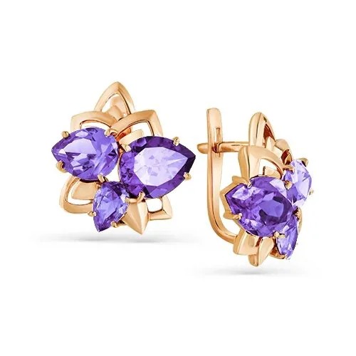 Серьги MAGIC STONES, красное золото, 585 проба, александрит