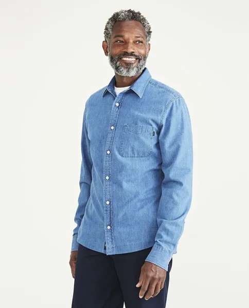 Мужская рубашка из ткани шамбре с длинными рукавами Dockers, синий