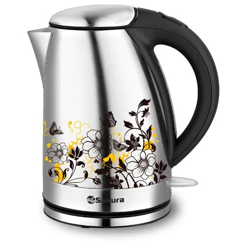 Чайник Sakura SA-2118SC, металлик матовый с ромашками