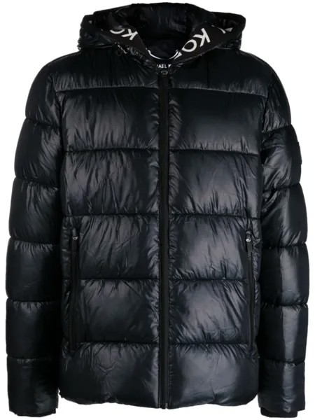 Michael Kors logo-tape hooded puffer jacket, черный