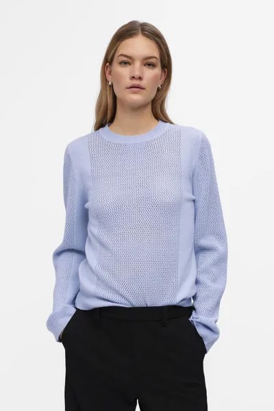 Вязаный свитер с круглым вырезом Object, синий
