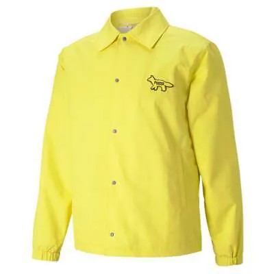 Puma X Maison Kitsun? Coach Jacket Mens Yellow Coats Куртки Верхняя одежда 530430-3