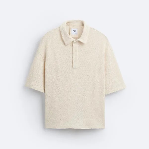 Футболка поло Zara Textured, кремовый