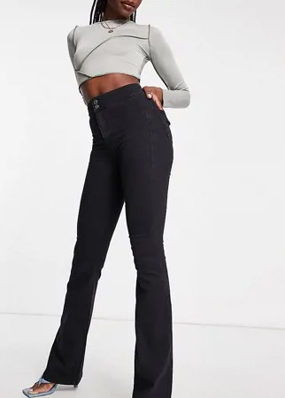 Расклешенные джинсы черного выбеленного цвета Topshop Tall Joni-Черный цвет