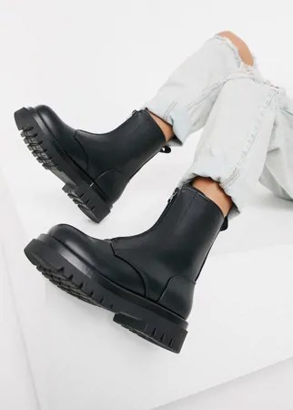 Черные массивные ботинки c молнией спереди Truffle Collection под крокодиловую кожу-Черный цвет