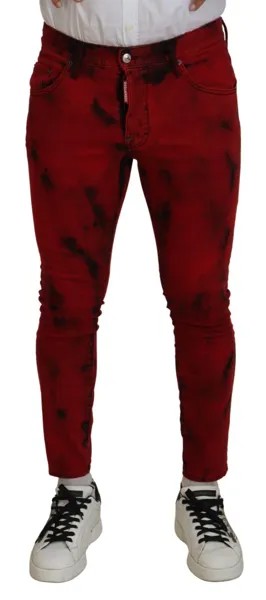 Джинсы DSQUARED2 Красные хлопковые повседневные джинсы скинни тай-дай IT48/W34/M Рекомендуемая розничная цена 1170 долларов США