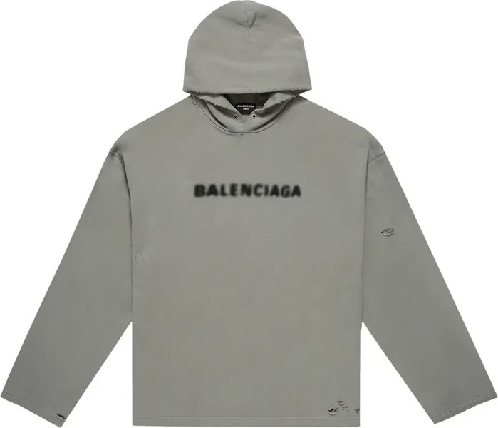 Худи Balenciaga Blurry Logo Hoodie 'Steel Grey/Black', серый