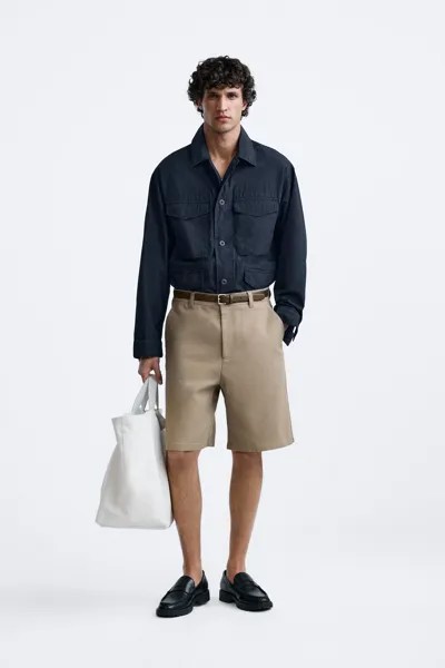 Шорты-бермуды свободного кроя ZARA, кэмел