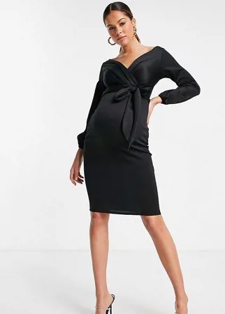 Черное облегающее платье со спущенными плечами Blume Maternity-Черный цвет