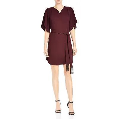 Женское фиолетовое мини-платье Halston Heritage с v-образным вырезом и поясом S BHFO 9649