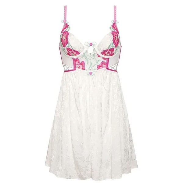 Платье-комбинация For Love & Lemons Eternal Festival Floral, белый, розовый