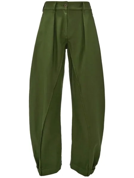 JW Anderson широкие джинсы со складками, зеленый